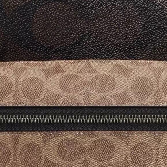 NWT Coach Men’s West Backpack In Blocked Signature Canvas CAB59 Qb/Walnut/Tan - Picture 10 of 11